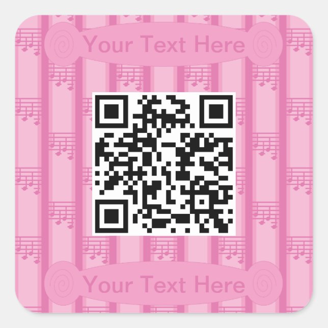 Sticker Carré Notes de musique amusantes et fantaisistes Code QR (Devant)