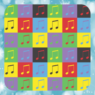 Sticker Carré Notes musicales 8e Motif d'art pop