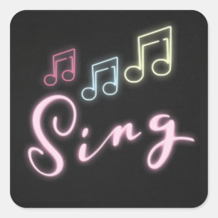 Sticker Carré Notes musicales de Sing Neon