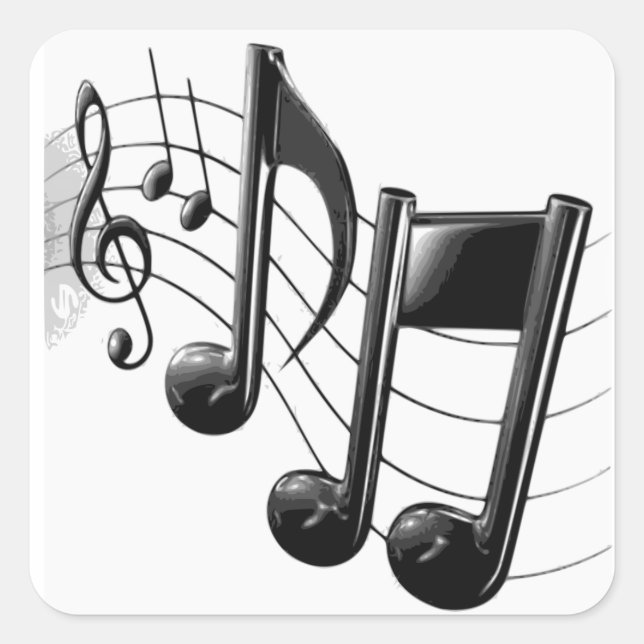 Sticker Carré Notes musicales sur le personnel soigné (Devant)