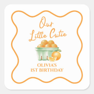 Sticker Carré Notre petit anniversaire orange