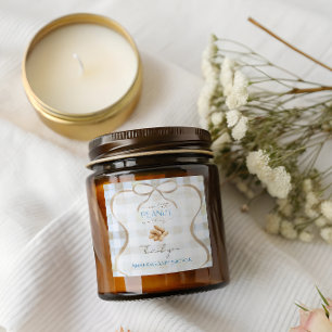 Sticker Carré Notre Petit Garçon Cacahuète Bleu Gingham Baby Sho