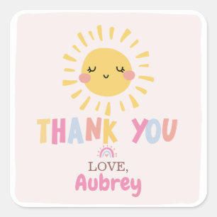 Sticker Carré Notre petit Merci d'anniversaire soleil