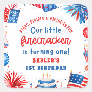 Sticker Carré Notre petit pétard 4 juillet 1er anniversaire
