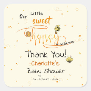 Sticker Carré Notre petite douceur de miel est en route Baby Sho