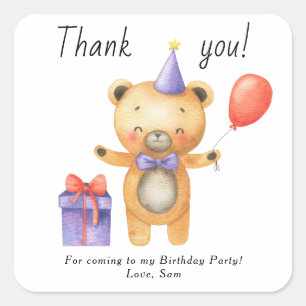 Sticker Carré Notre petite ours devient un Anniversaire de enfan
