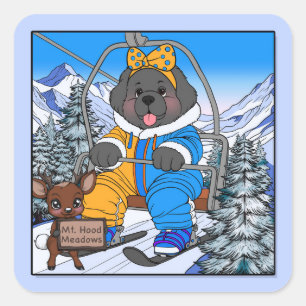 Sticker Carré Notta Bear Mt. Hood Meadows Terre-Neuve Télésiège