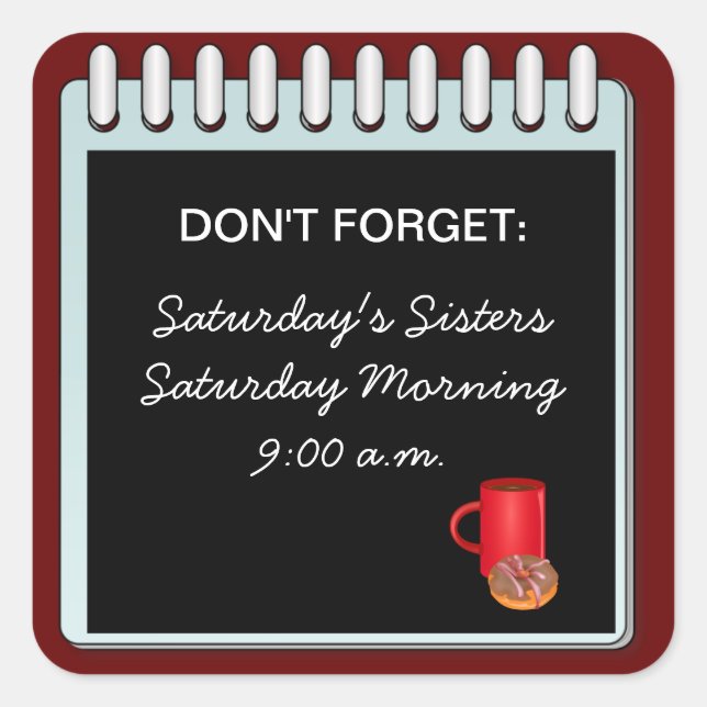 Sticker Carré N'oubliez pas : Customisez votre propre Faire-part (Devant)