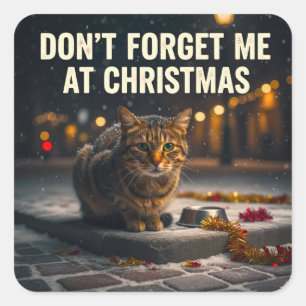 Sticker Carré N'oubliez pas les chats à Noël image art