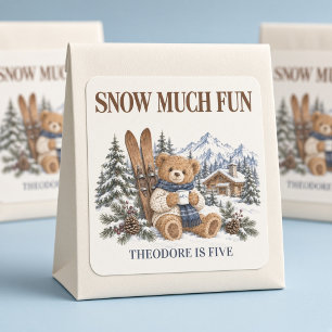 Sticker Carré Nounours de Fun Ski Teddy Bear Personnalisé