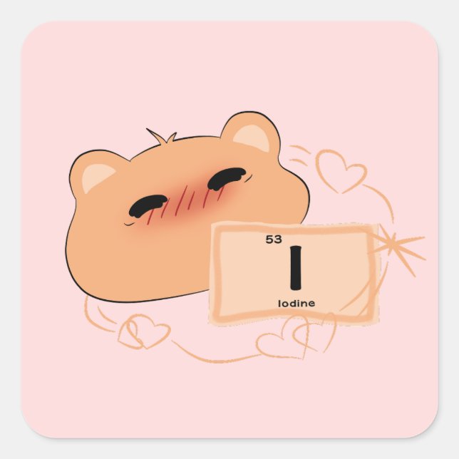Sticker Carré Nounours ours en amour  (Devant)