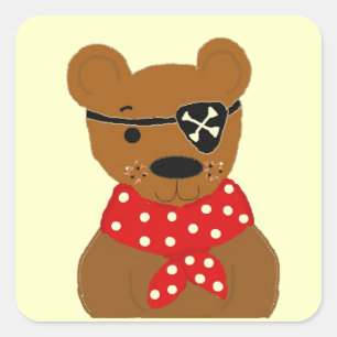 Sticker Carré Nounours Pirate