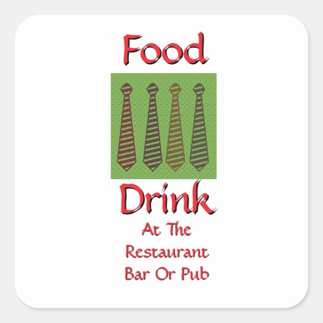 Sticker Carré Nourriture Boisson Au Restaurant Bar Ou Pub Blanc (Devant)
