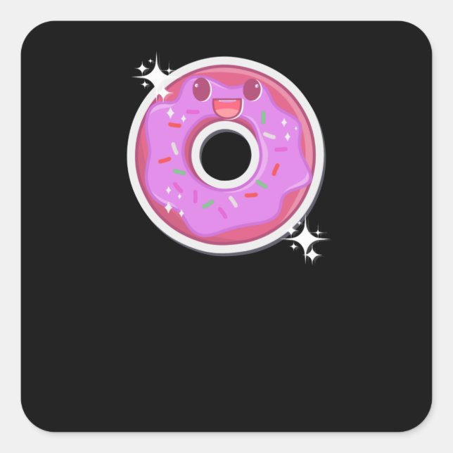 Sticker Carré Nourriture Donut Kawaii (Devant)