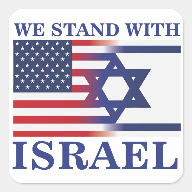 Sticker Carré Nous, Américains, avec le drapeau d'Israël (Devant)