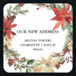 Sticker Carré Nous Avons Déménagé | Christmas Wreath | Nouvelle<br><div class="desc">Nous Avons Déménagé | Christmas Wreath | Nouvelle adresse</div>