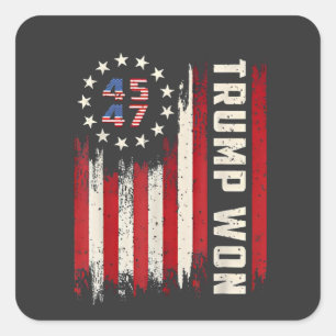 Sticker Carré Nous avons gagné INAUGURATION DE TRUMP Drapeau amé