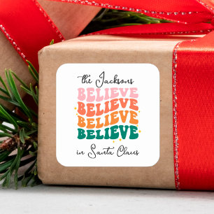 Sticker Carré Nous croyons au Père Noël rétro vintage