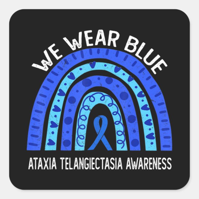 Sticker Carré Nous Portons Bleu Pour Ataxia Telangiectasia Sensi (Devant)