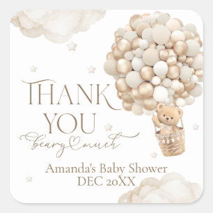 Sticker Carré Nous pouvons attendre un Baby shower neutre pour l