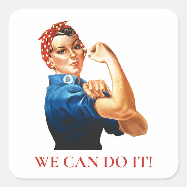 Sticker Carré Nous Pouvons Le Faire Rosie Riveter Femmes 2ÈME GU (Devant)