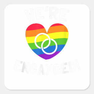 Sticker Carré Nous sommes Fiançailles gays engagés