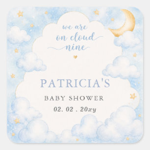 Sticker Carré Nous sommes sur Cloud Nine Fête bébé garçon