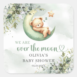 Sticker Carré Nous sommes sur la lune un ours en peluche neutre