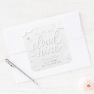 Sticker Carré Nous sommes sur un Nuage de rêve Baby Shower