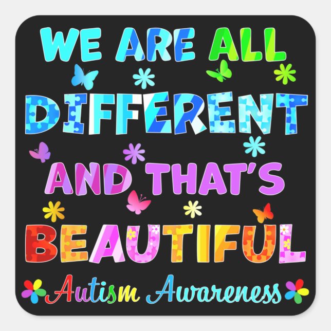 Sticker Carré Nous sommes tous différents (Devant)