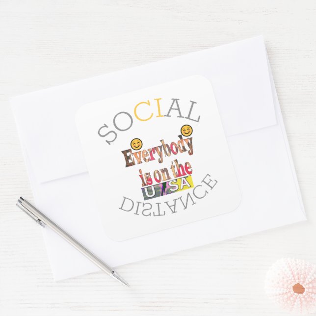 Sticker Carré Nous survivrons à COVID-19 : Un message de résilie (Enveloppe)