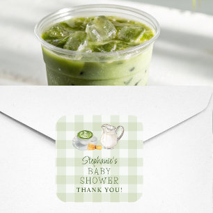 Sticker Carré Nous vous aimons tellement Matcha Vert Gingham Bab