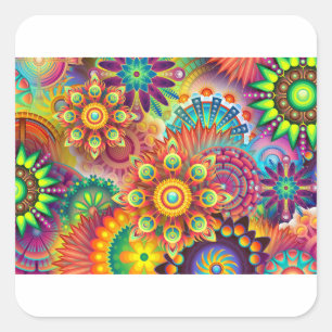 Sticker Carré Nouveau Arrière - plan Abstrait coloré