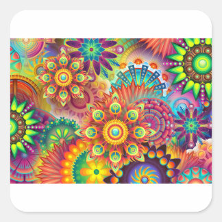 Sticker Carré Nouveau Arrière - plan Abstrait coloré