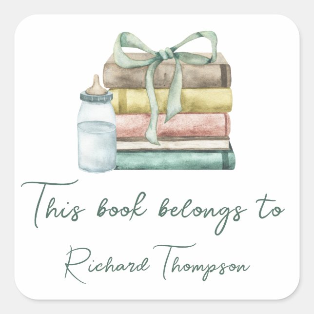 Sticker Carré nouveau baby shower de chapitre - ce livre apparti (Devant)