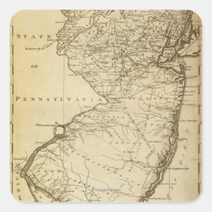 Sticker Carré Nouveau JerseyPanoramic MapNew Jersey