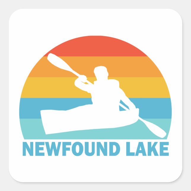 Sticker Carré Nouveau lac New Hampshire Kayak (Devant)