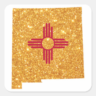 Sticker Carré Nouveau-Mexique Paillettes Dorées