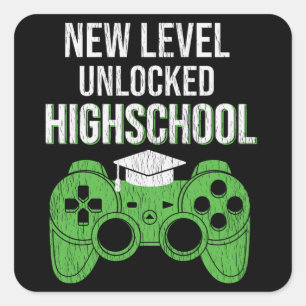 Sticker Carré Nouveau Niveau Débloqué Cadeau pour Élève Gamer au