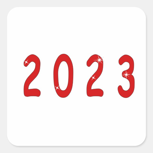 Sticker Carré Nouvel an 2023, numéro 2023, cadeau de nouvelle an (Devant)