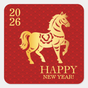 Sticker Carré Nouvel An chinois du Cheval 2026