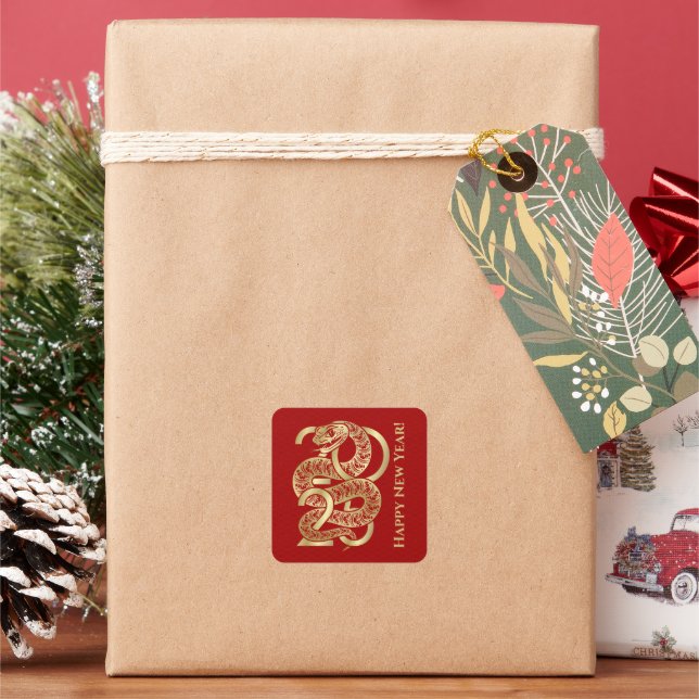 Sticker Carré Nouvel an chinois du serpent 2025 (vacances)