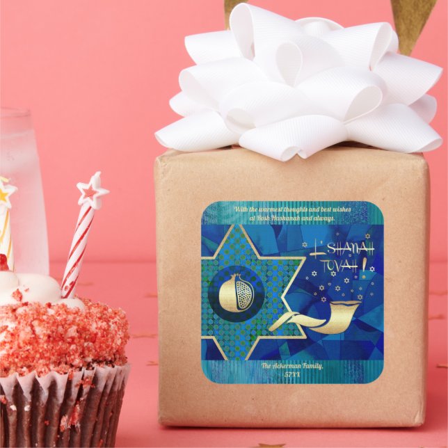 Sticker Carré Nouvel An juif | Rosh Hashanah Cadeau (Fête)