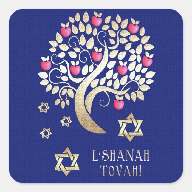 Sticker Carré Nouvel An juif | Rosh Hashanah Cadeau (Devant)