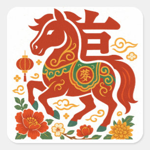 Sticker Carré Nouvel An lunaire chinois 2026