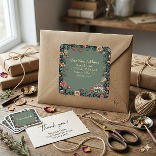 Sticker Carré Nouvelle adresse de la maison Jardin inspiré de Wi