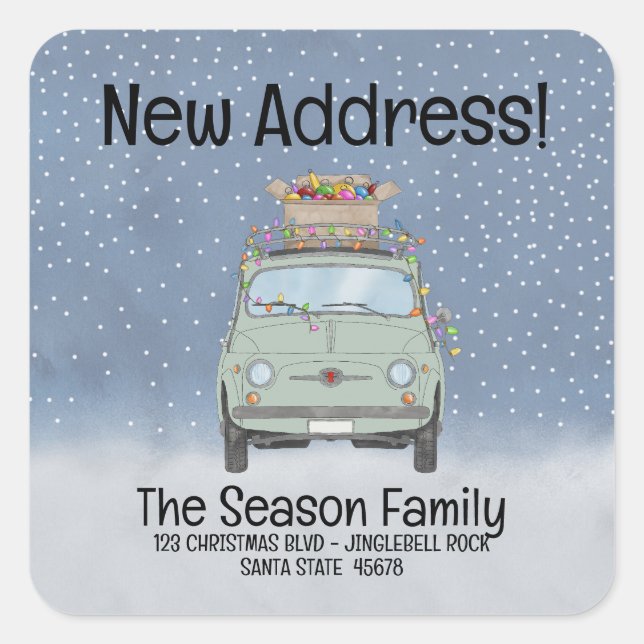 Sticker Carré Nouvelle adresse Fiat 500 avec lumières (Devant)