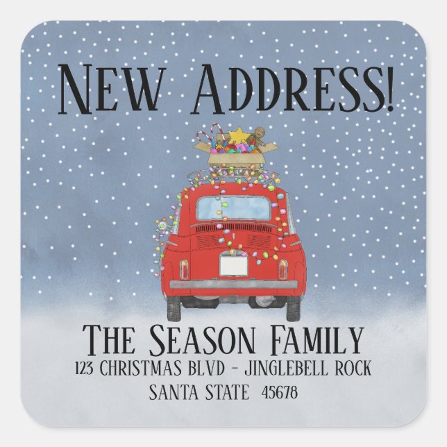 Sticker Carré Nouvelle adresse Fiat 500 avec lumières (Devant)