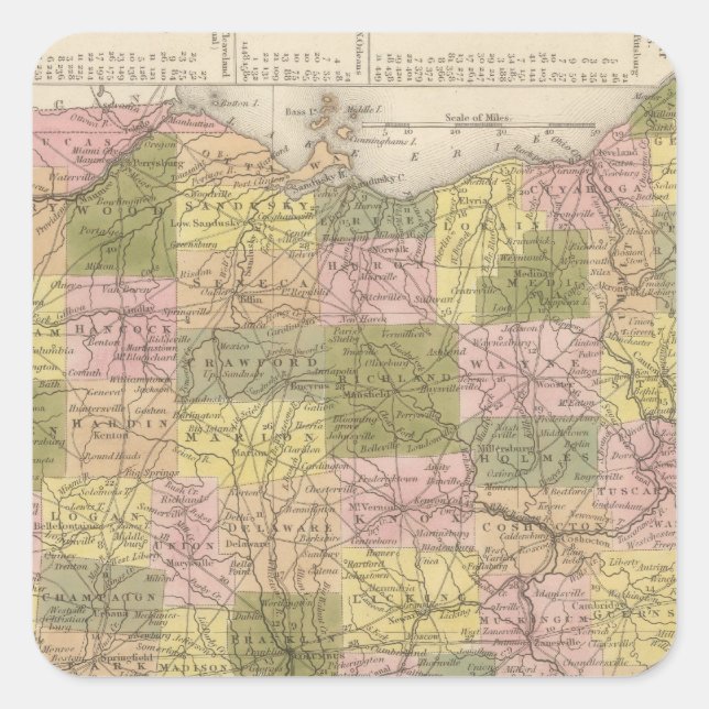 Sticker Carré Nouvelle Carte De L'Ohio (Devant)