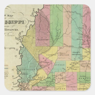 Sticker Carré Nouvelle Carte Du Mississippi 2